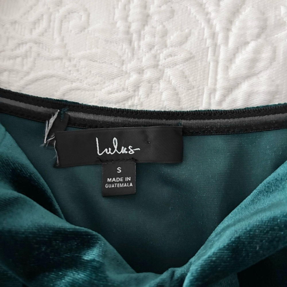 NWOT Lulus How Much I Care Emerald Green Velvet Off-the-Shoulder Midi Dress - Picture 4 of 8
